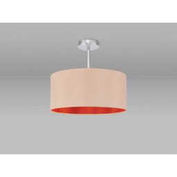 Baymont Polished Chrome E27 Semi Flush With 40cm x 18cm Dual Faux Silk Shade, Antique Gold/Ruby - thumbnail 2
