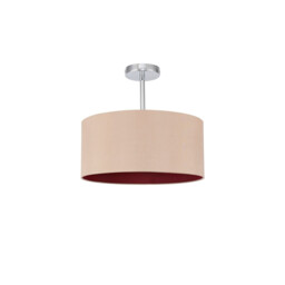 Baymont Polished Chrome E27 Semi Flush With 40cm x 18cm Dual Faux Silk Shade, Antique Gold/Ruby - thumbnail 5