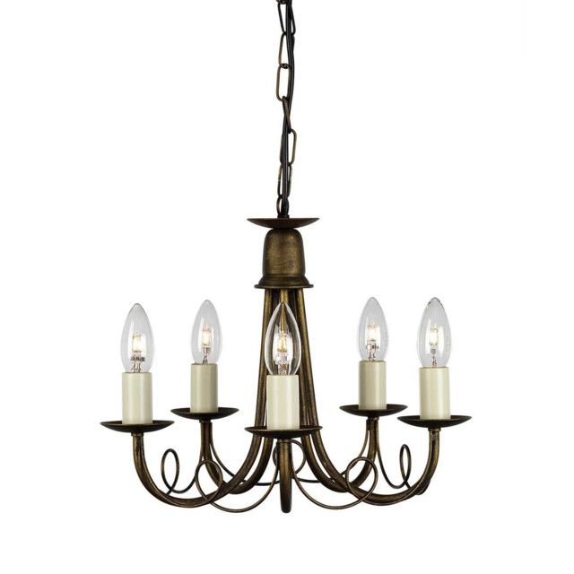 Minster 5 Light Chandelier Black, Gold Finish, E14 - image 1