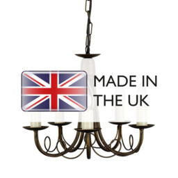 Minster 5 Light Chandelier Black, Gold Finish, E14 - thumbnail 5