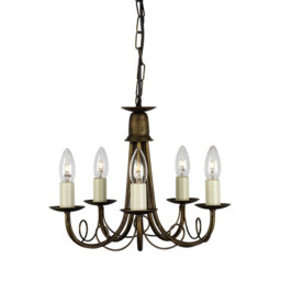 Minster 5 Light Chandelier Black, Gold Finish, E14 - thumbnail 1