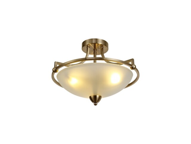 Hurley Semi-Flush Bowl Ceiling, 3 Light E27, Antique Brass, Frosted Glass - image 1