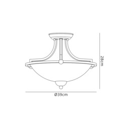 Hurley Semi-Flush Bowl Ceiling, 3 Light E27, Antique Brass, Frosted Glass - thumbnail 2