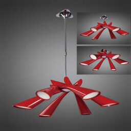 Pop Pendant/Ceiling Convertible To Semi Flush 6 Light E27, Gloss Red/Polished Chrome - thumbnail 2