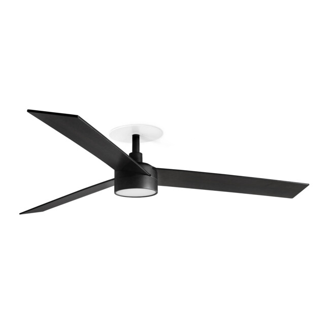 Rudder Recessed 132cm LED Ceiling Fan Matt Black, Walnut Blades CCT, 3 Blade Reversible - image 1