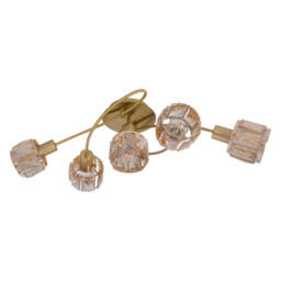 Josefa Multi Arm Semi Flush Ceiling Lamp Gold 5xE14 3000K - thumbnail 1