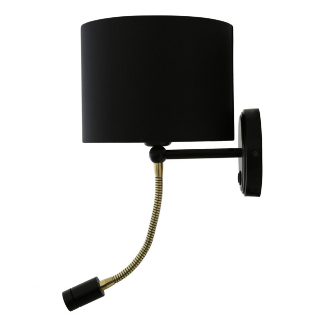 Longford Wall Light, Matt Black, Brass Arm - image 1