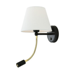 Longford Wall Light, Matt Black, Brass Arm - thumbnail 3