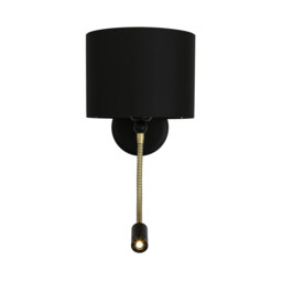 Longford Wall Light, Matt Black, Brass Arm - thumbnail 2