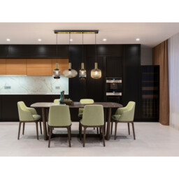 Norma 4 Light Bar Pendant Ceiling Light Black, Brass, 3 Crystal Shades, E27 - thumbnail 2
