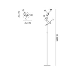 Adn 10 Light Floor Lamp 158cm, 30W LED, 3000K, 1650lm, White - thumbnail 2