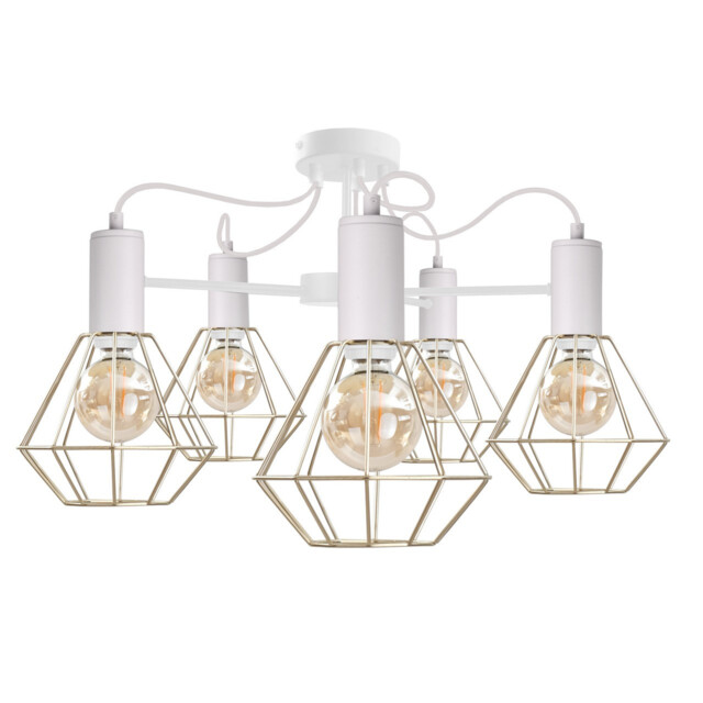 Lars Multi Arm Semi Flush Ceiling Light White, 60cm, 5x E27