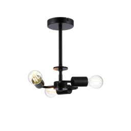 Baymont 25cm Satin Black 3 Light E27 Universal Semi Flush Fixture, Suitable For A Vast Selection Of Shades