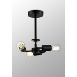 Baymont 25cm Satin Black 3 Light E27 Universal Semi Flush Fixture, Suitable For A Vast Selection Of Shades - thumbnail 2