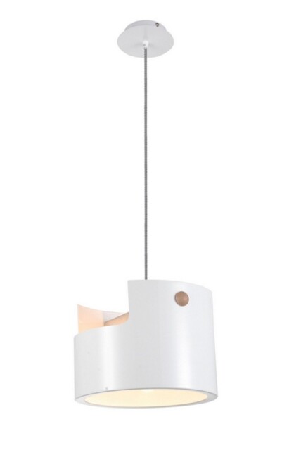 Cube Ceiling Pendant Large 1x40W, White Metal, Wood - image 1