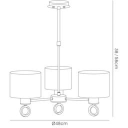 Polo Pendant White Shade 3 Light E27 Polished Chrome - thumbnail 5