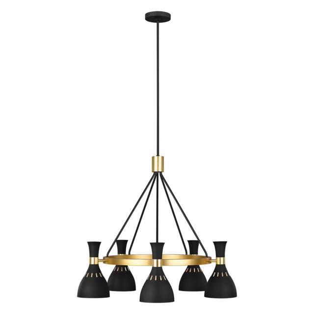 Joan 5 Light Chandelier, Midnight Black, Midnight Black , Burnished Brass, E27 - image 1