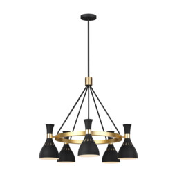 Joan 5 Light Chandelier, Midnight Black, Midnight Black , Burnished Brass, E27 - thumbnail 2