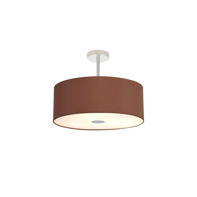 Baymont Polished Chrome 3 Light E27 Semi Flush With 50cm x 20cm Dual Faux Silk Shade, Cocoa/Grecian Bronze - image 1
