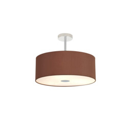 Baymont Polished Chrome 3 Light E27 Semi Flush With 50cm x 20cm Dual Faux Silk Shade, Cocoa/Grecian Bronze