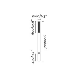 Screen LED Outdoor Bollard 310cm Dark Grey Pole Lamp 2700K 360º IP65 - thumbnail 3