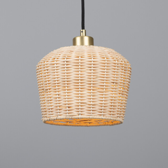 Manila Rattan Small Dome Pendant, Satin Brass - image 1