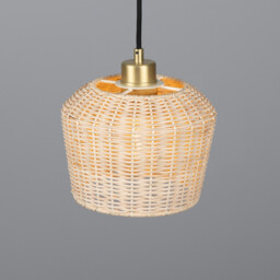 Manila Rattan Small Dome Pendant, Satin Brass - thumbnail 2