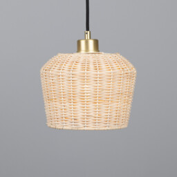 Manila Rattan Small Dome Pendant, Satin Brass - thumbnail 3