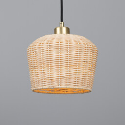 Manila Rattan Small Dome Pendant, Satin Brass - thumbnail 1