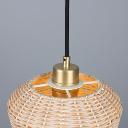 Manila Rattan Small Dome Pendant, Satin Brass - thumbnail 5