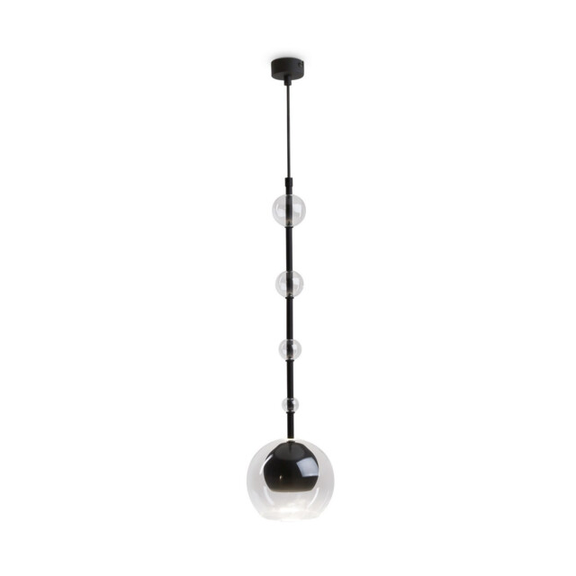 Ros Modern Dome Pendant Ceiling Light Black 1xGU10 Glass Shade - image 1