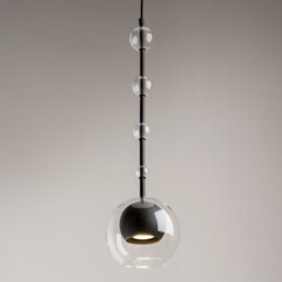Ros Modern Dome Pendant Ceiling Light Black 1xGU10 Glass Shade - thumbnail 5