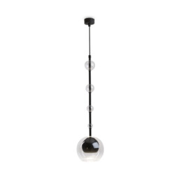 Ros Modern Dome Pendant Ceiling Light Black 1xGU10 Glass Shade - thumbnail 1
