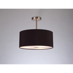 Baymont Satin Nickel 3 Light E27 Semi Flush With 40cm x 18cm Dual Faux Silk Shade, Black/Green Olive - thumbnail 2