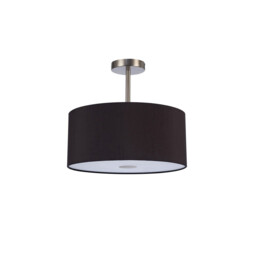 Baymont Satin Nickel 3 Light E27 Semi Flush With 40cm x 18cm Dual Faux Silk Shade, Black/Green Olive - thumbnail 5