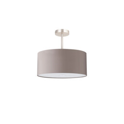 Baymont Satin Nickel 3 Light E27 Semi Flush With 40cm x 18cm Faux Silk Shade, Grey/White Laminate - thumbnail 5