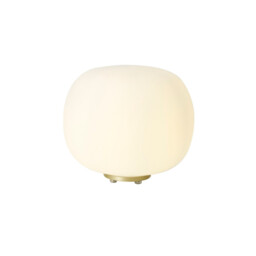 Cheektowaga Medium Oval Ball Table Lamp E27 Satin Gold Base With Frosted White Glass Globe - thumbnail 1