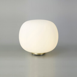 Cheektowaga Medium Oval Ball Table Lamp E27 Satin Gold Base With Frosted White Glass Globe - thumbnail 3