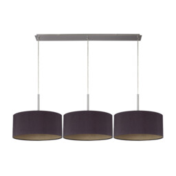 Baymont Satin Nickel 3 Light E27 Linear Pendant With 40cm x 18cm Dual Faux Silk Shade, Midnight Black/Green Olive - thumbnail 5