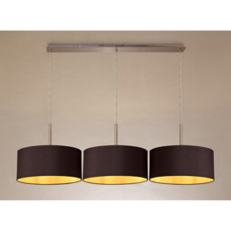 Baymont Satin Nickel 3 Light E27 Linear Pendant With 40cm x 18cm Dual Faux Silk Shade, Midnight Black/Green Olive - thumbnail 2
