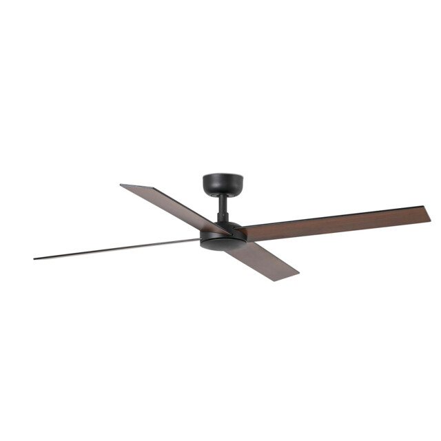 Rudder 132cm Ceiling Fan Matt Black, Walnut Blade, 4 Blade Reversible - image 1