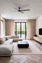 Rudder 132cm Ceiling Fan Matt Black, Walnut Blade, 4 Blade Reversible - thumbnail 2