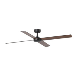 Rudder 132cm Ceiling Fan Matt Black, Walnut Blade, 4 Blade Reversible - thumbnail 1