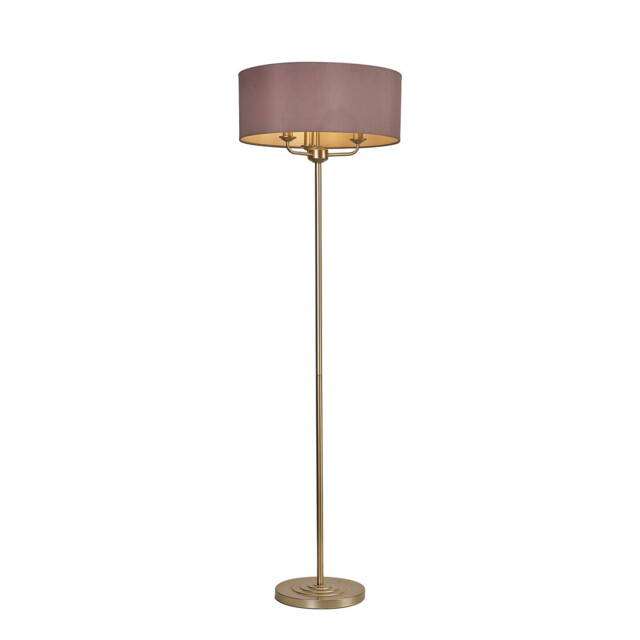 Banyan 3 Light Switched Floor Lamp With 50cm x 20cm Dual Faux Silk Fabric Shade Champagne Gold/Taupe - image 1