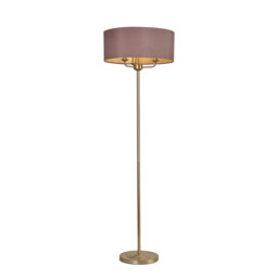 Banyan 3 Light Switched Floor Lamp With 50cm x 20cm Dual Faux Silk Fabric Shade Champagne Gold/Taupe