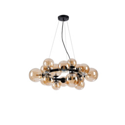 Marshall Circular Ceiling Pendant, 16 Light G9, Satin Black, Amber Plated Glass - thumbnail 5