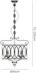 Malcolm Caged Ceiling Pendant 4 Light E27 Black, Gold with Clear Glass - thumbnail 3