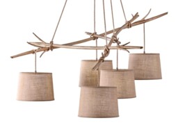 Sabina Ceiling Pendant 5 x E27 (Max 40W), Imitation Wood, Linen Shade - thumbnail 5