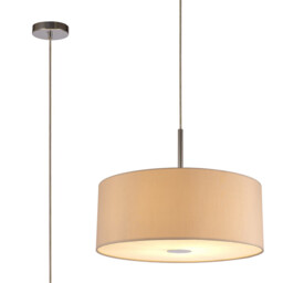 Baymont Polished Chrome E27 Single Pendant With 50cm x 20cm Dual Faux Silk Shade, Nude Beige/Moonlight