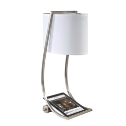 Lex 1 Light Table Lamp Brushed Steel, E27 - thumbnail 2